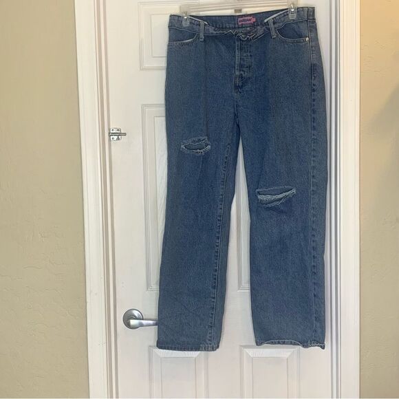 Edikted Raquel Folded Jeans Size XL - Picture 4 of 12